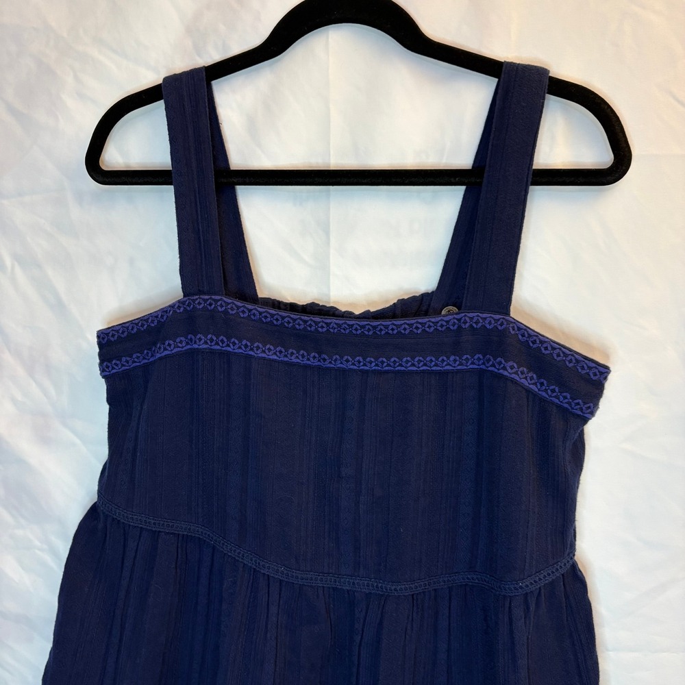 Tommy Bahama Dress Size Small Navy Blue Tiered Embroidered Cotton Gauzy Boho‎ - Picture 3 of 9